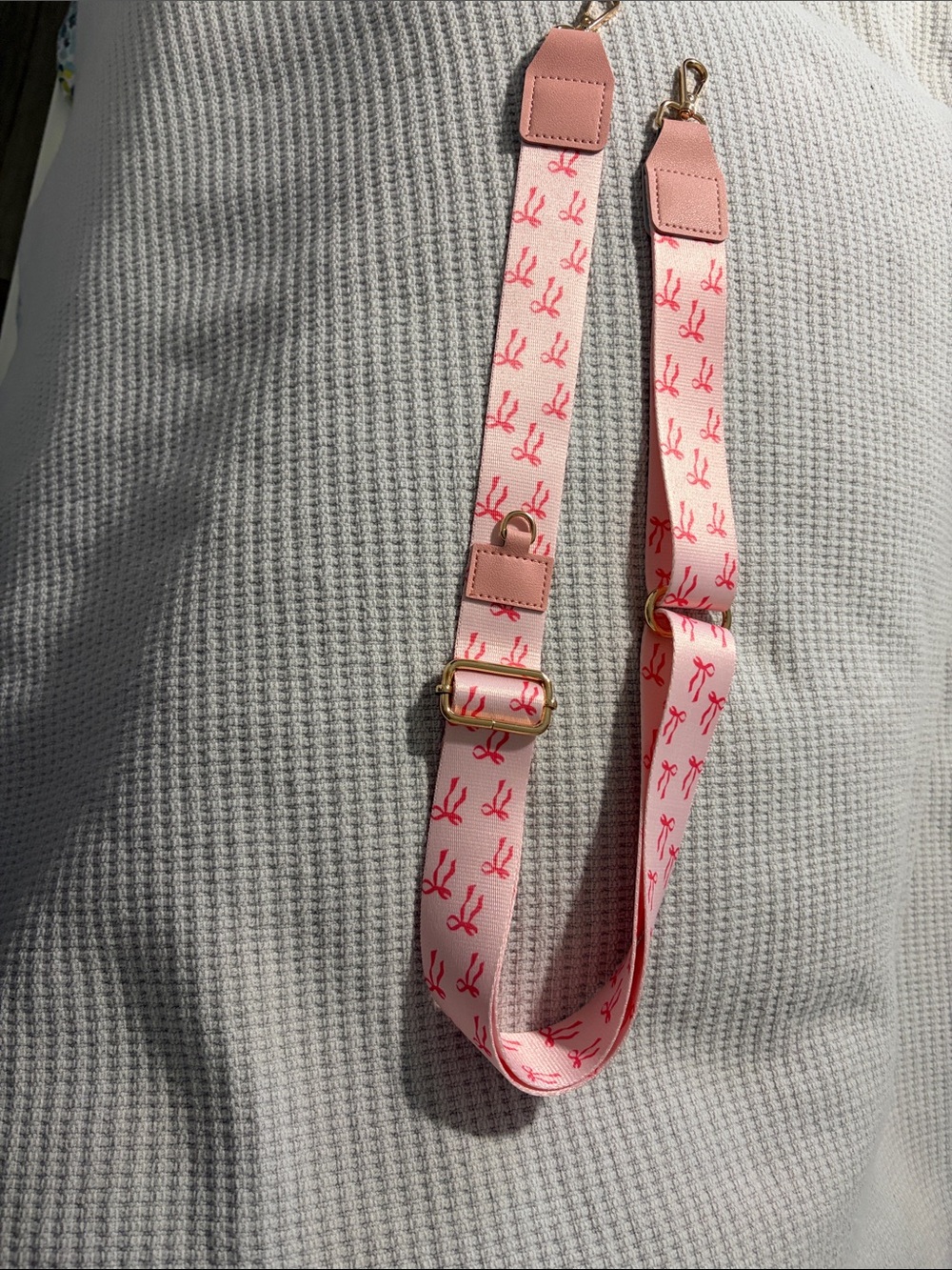 Adjustable Pink Patterned Crossbody Strap with Gold Hardware